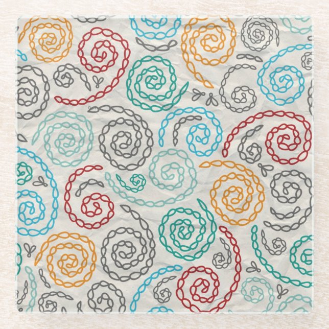 Embroidery fancy rumpled paper glass coaster (Front)