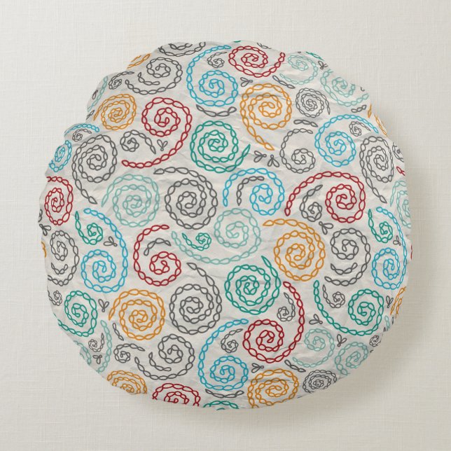 Embroidery fancy rumpled paper round cushion (Front)