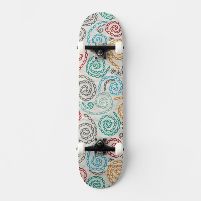 Embroidery fancy rumpled paper skateboard (Front)
