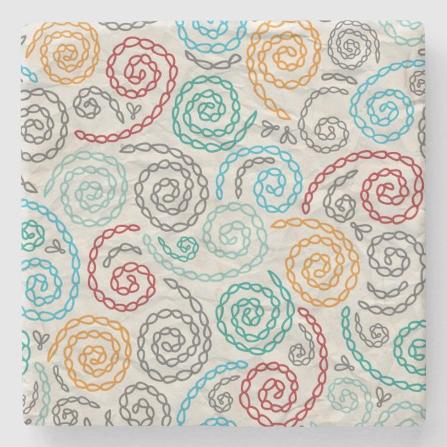 Embroidery fancy rumpled paper stone coaster (Front)