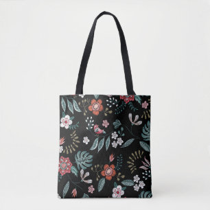 Embroidery Floral Neckline, Vintage Bouquet. Tote Bag