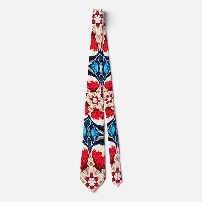 Embroidery Flower Patterns Tie (Front)