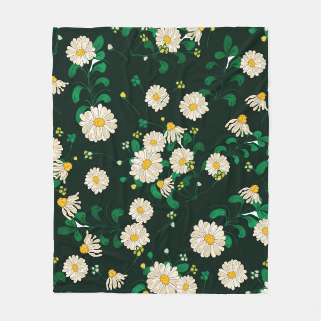 Embroidery flowers and leaves seamless pattern. Im Fleece Blanket (Front)