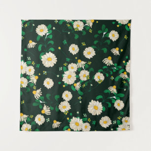 Embroidery flowers and leaves seamless pattern. Im Tapestry