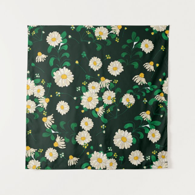 Embroidery flowers and leaves seamless pattern. Im Tapestry (Front)