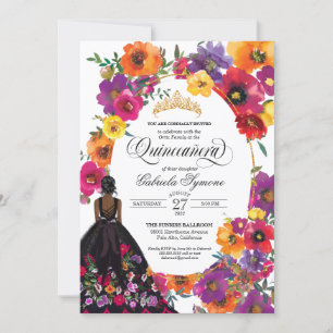 Embroidery Flowers Watercolor Floral Quinceañera Invitation