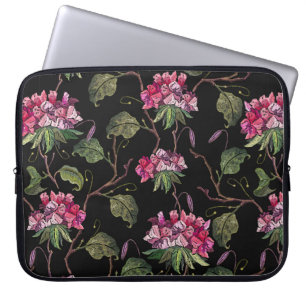 Embroidery geranium flowers seamless pattern laptop sleeve