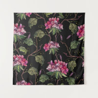 Embroidery geranium flowers seamless pattern