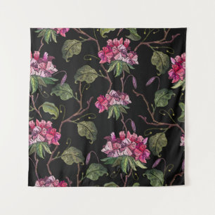 Embroidery geranium flowers seamless pattern tapestry