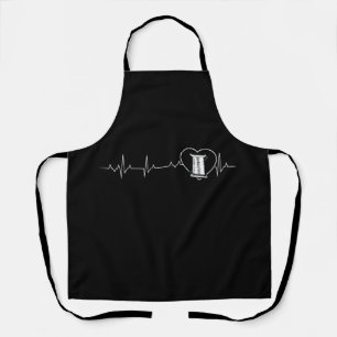 Embroidery Heartbeat Lover Tee Apron