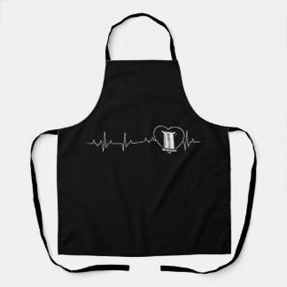 Embroidery Heartbeat Lover Tee Apron