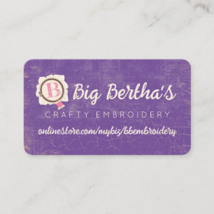 Embroidery hoop monogram needle thread sewing business card