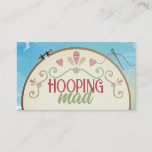 Embroidery hoop sewing needle thread seamstress business card