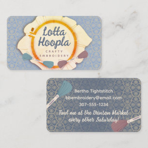 Embroidery hoop thread sewing craft show business card