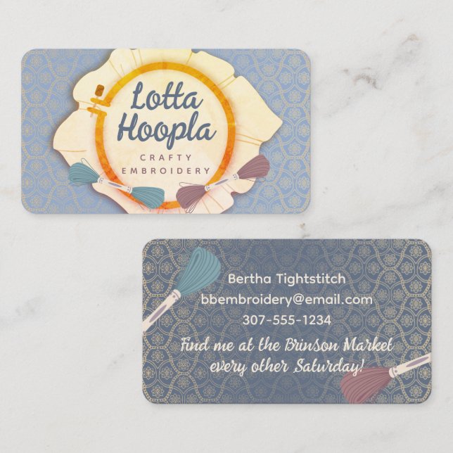 Embroidery hoop thread sewing craft show business card (Front/Back)