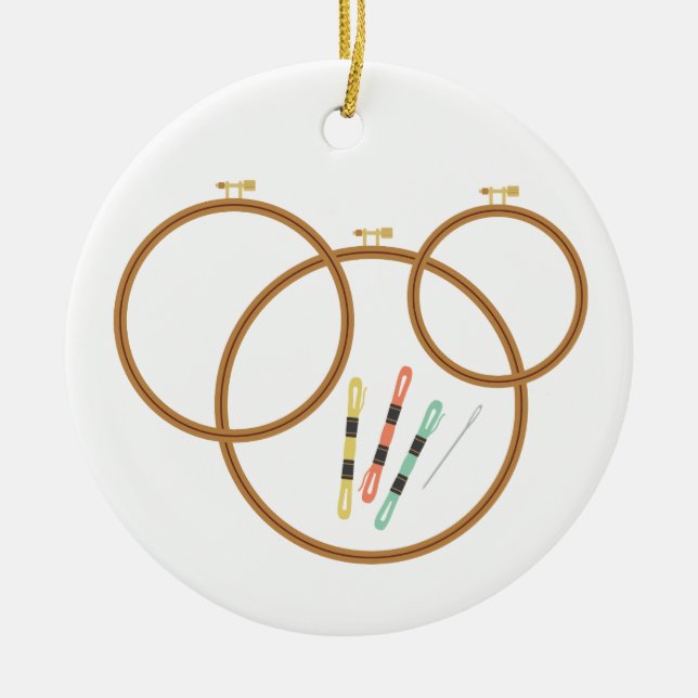 Embroidery Hoops Ceramic Tree Decoration (Front)