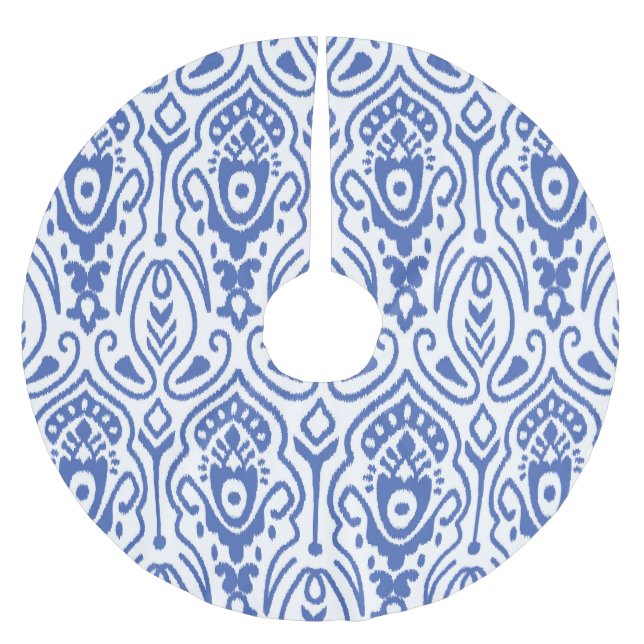 Embroidery ikat: ethnic seamless pattern. brushed polyester tree skirt (Front)