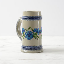 Embroidery Look Blue Cornflowers