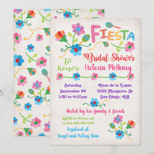 Embroidery Mexican Fiesta Bridal Shower Invitation