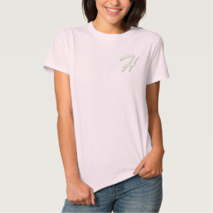 Embroidery Monogram Letter H Initial Embroidered Shirt