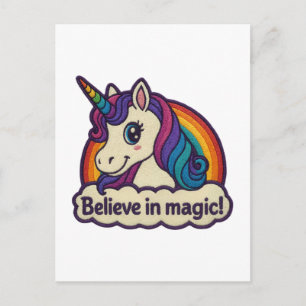 Embroidery Mythic Unicorn Magical Horned Animal Holiday Postcard