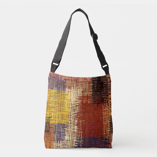 Embroidery ornament, coloured lines, bohemian styl crossbody bag (Front)