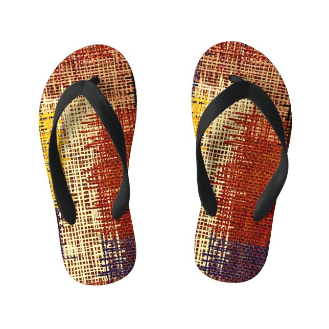 Embroidery ornament, coloured lines, bohemian styl kid's flip flops (Footbed)