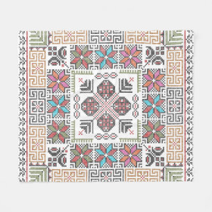 Embroidery Pattern Palestinian Tatreez Art Fleece Blanket