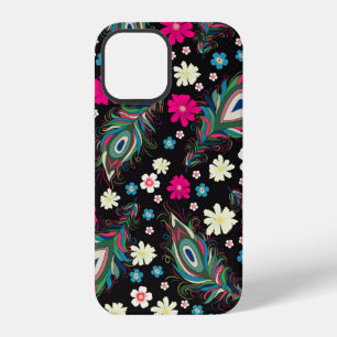 Embroidery peacock feathers seamless pattern. Clas iPhone 12 Case