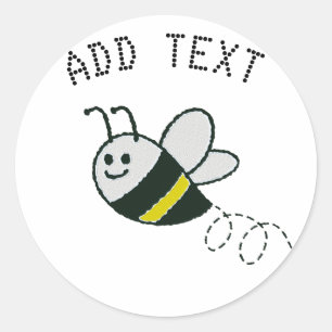 Embroidery Print Cute Bee Baby Shower Classic Round Sticker