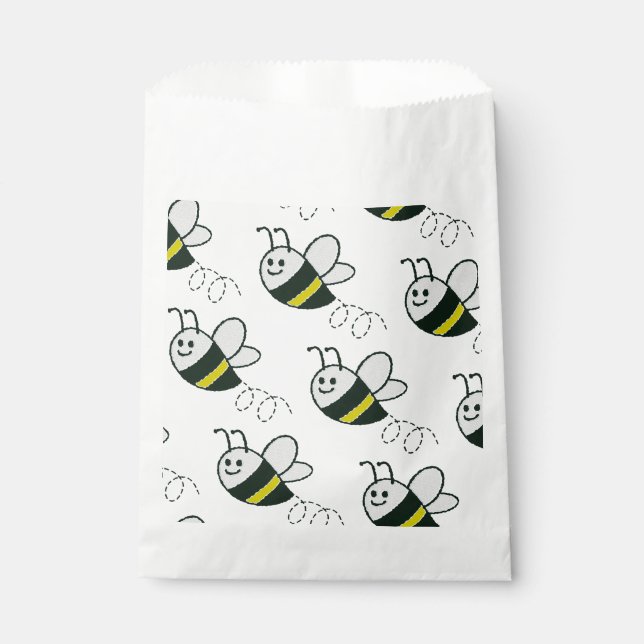 Embroidery Print Cute Bee Baby Shower Favour Bags (Front)