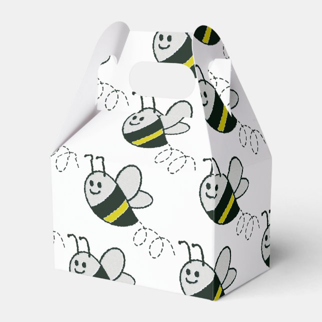 Embroidery Print Cute Bee Baby Shower Favour Box (Front Side)