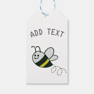 Embroidery Print Cute Bee Baby Shower Gift Tags