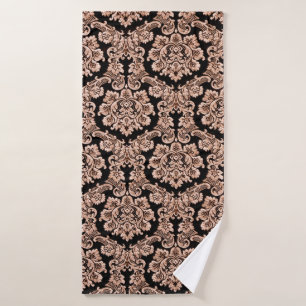 Embroidery red roses vintage seamless pattern. Bea Bath Towel
