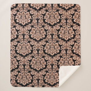 Embroidery red roses vintage seamless pattern. Bea Sherpa Blanket