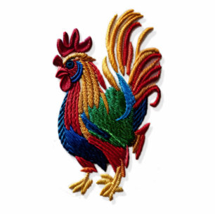 Embroidery rooster - Embroidery traditional animal Standing Photo Sculpture