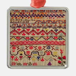 Embroidery sampler metal tree decoration