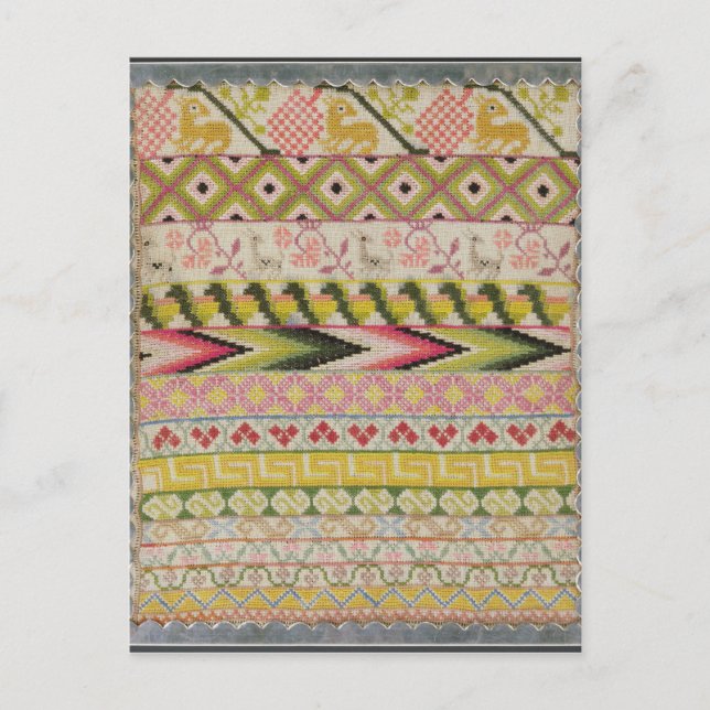 Embroidery sampler postcard (Front)