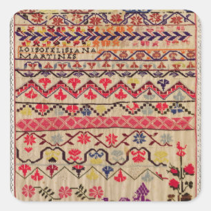 Embroidery sampler square sticker