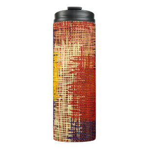 Embroidery - seamless ornament. Coloured lines on Thermal Tumbler
