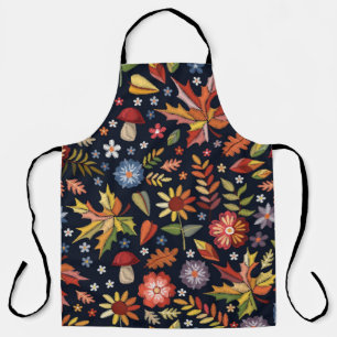 Embroidery seamless pattern with beautiful flowers apron