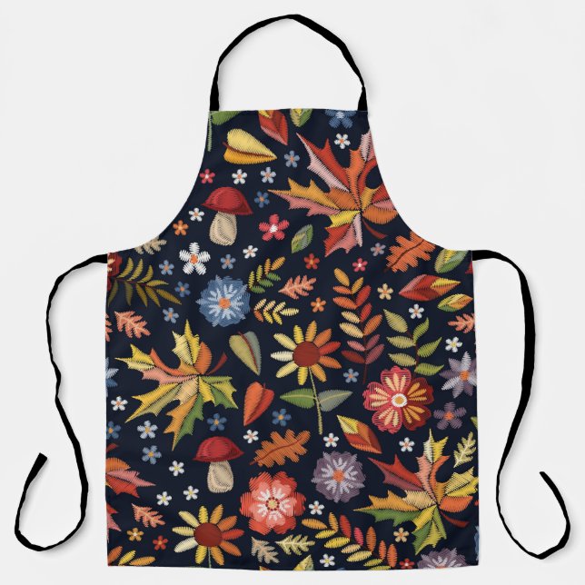 Embroidery seamless pattern with beautiful flowers apron (Front)