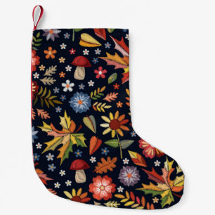 Embroidery seamless pattern with beautiful flowers small christmas stocking