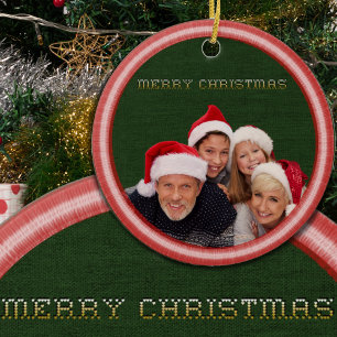 Embroidery Stitches and Fabric Photo Christmas Ceramic Tree Decoration