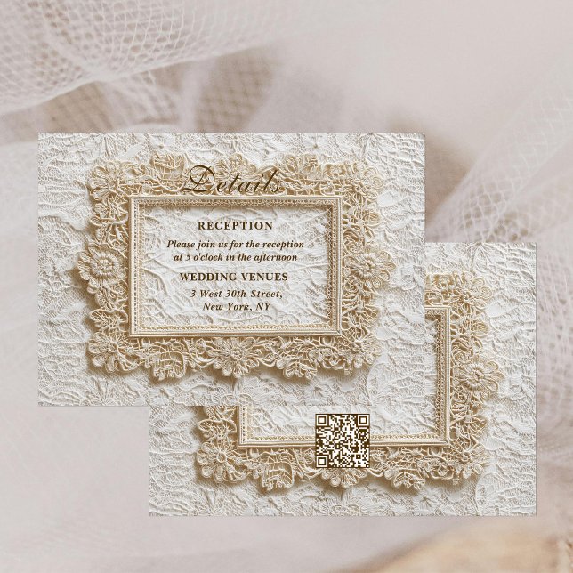 Embroidery Timeless Lace Frame Wedding Details Enclosure Card (Creator Uploaded)