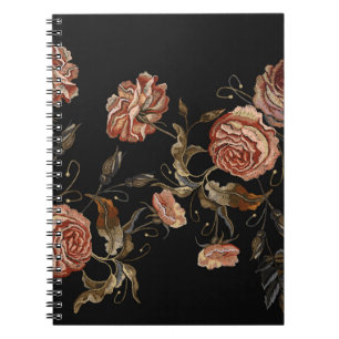 Embroidery vintage buds of roses pattern notebook