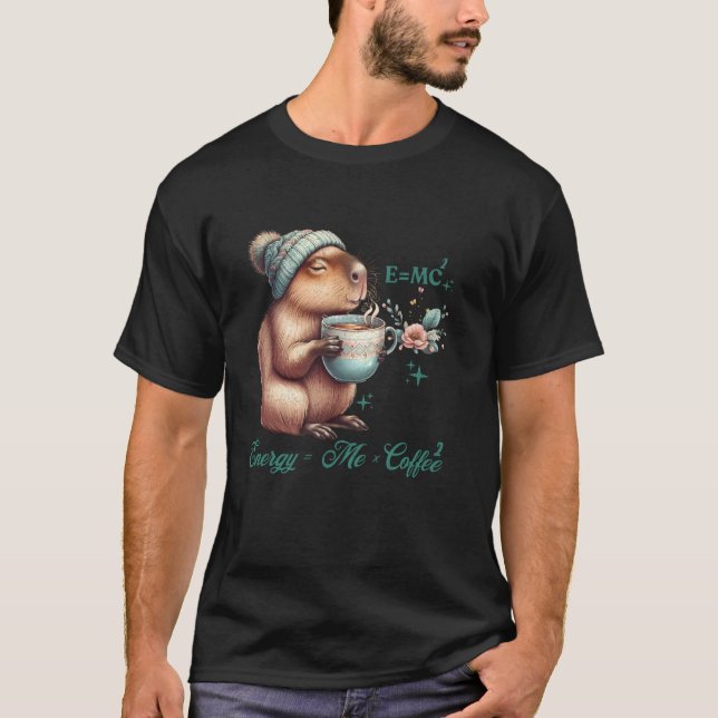EMC2 Funny Science Coffee Energy Cute Capybaras T-Shirt (Front)