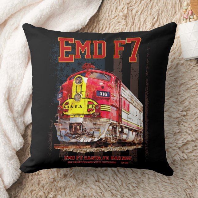 EMD F7 Santa Fe Warbonnet with American Flag. Cushion (Blanket)