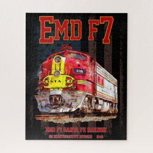 EMD F7 Santa Fe Warbonnet with American Flag. Jigsaw Puzzle
