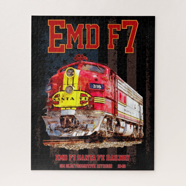 EMD F7 Santa Fe Warbonnet with American Flag. Jigsaw Puzzle (Vertical)